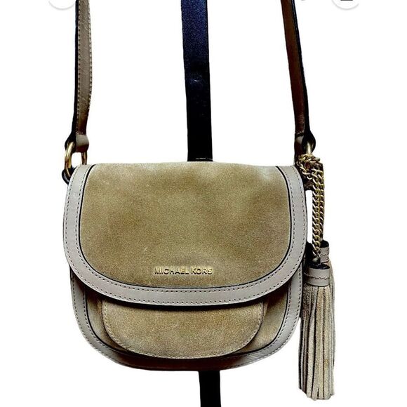 Michael Kors Dunn Suede Saddlebag Crossbody - Picture 1 of 10